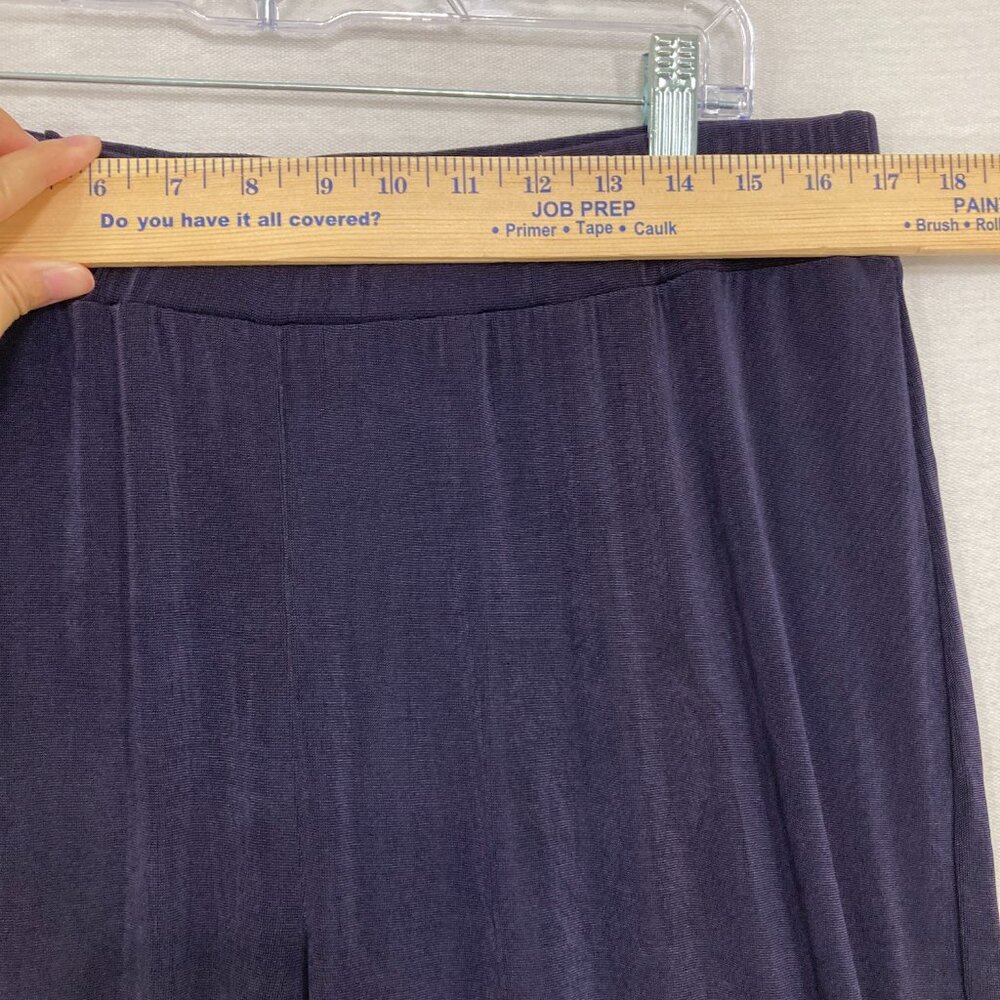 New Chico's Travelers size XL/3 Dark Purple Slinky Knit Wide Leg Pull-on Pants - Picture 4 of 8